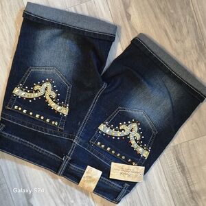 South Pole Dark Blue Jean Shorts with Embroidery